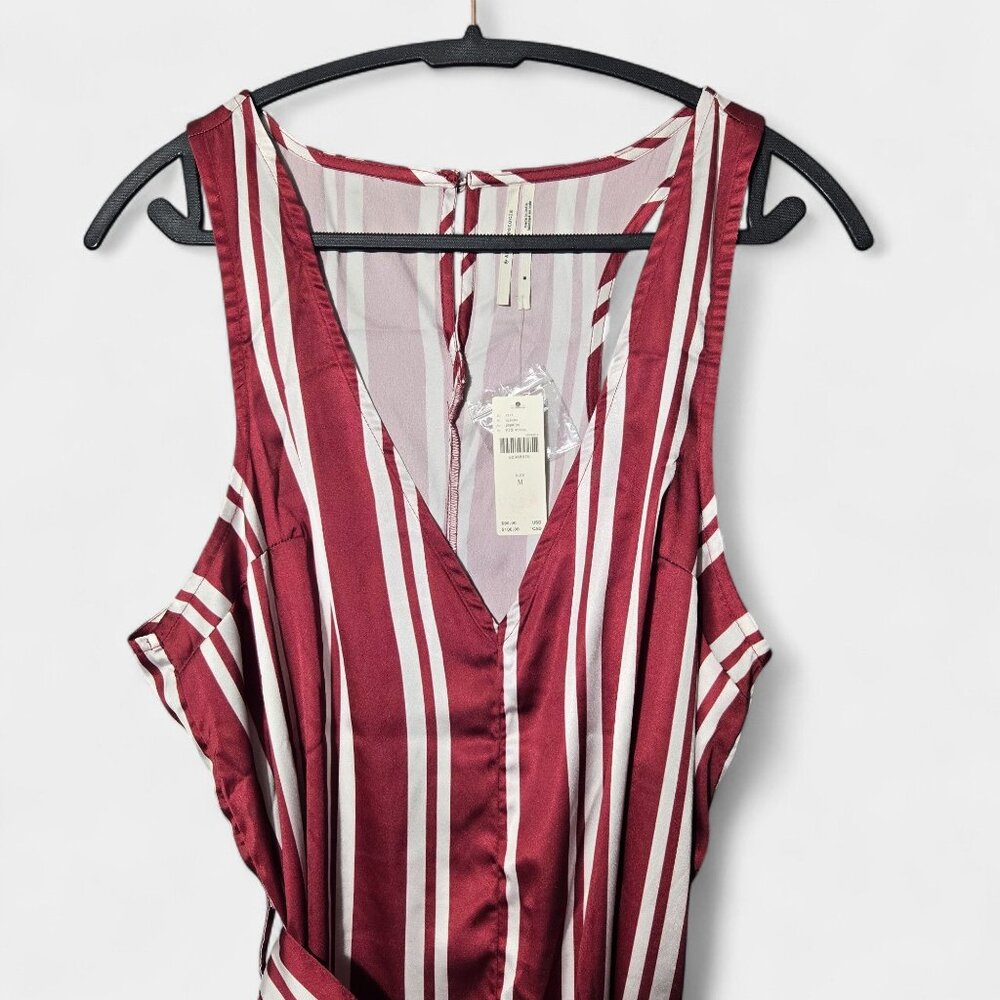 Anthropologie Women's Belted Striped Sleeveless V-Neck Romper Red & White NWT - Picture 3 of 12